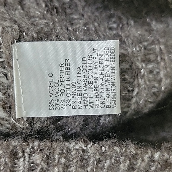 Antonio Melani Brown Wool Sweater Silver Metallic Shimmer Threads Size Large - Picture 7 of 9